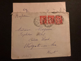 LETTRE Pour ANGLETERRE TP PAIX 50c + Paire OBL.29-5 34 NANTES GARE (44) - 1932-39 Vrede