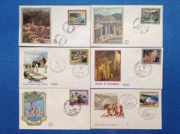 Lotto 6 Buste Primo Giorno Fdc Turistica Portofino Montecatini Valle D'itria Castellana Ravello Santa Teresa Di Gallura - FDC