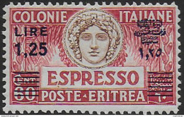 1927 Eritrea Express Lire 1,25 On 60c. MNH Sassone N. 9 - Other & Unclassified