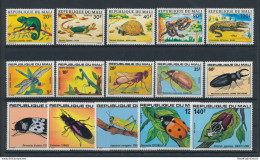 1976 - 78 Mali, Fauna - Insetti - Yvert N. 252-56 + 282-86 + 311-15 - 15 Valori - MNH** - Mariposas