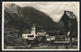 AK Grossgmain, Ortsansicht Mit Wegkreuz, Kirche Und Untersberg  - Autres & Non Classés