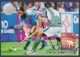 Inde India 2010 Maximum Max Card Commonwealth Games, Sport, Sports, Hockey, Sikh Player, Indian VS Pakistan Team - Brieven En Documenten