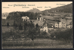 AK Gleichenberg, Panorama Mit Rosenhof, Balue Villa Und Villa Strassburg  - Altri & Non Classificati