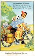 MIKIBP11-011- ALLEMAGNE GRUSS AUS WEIBENBURG BAYERN CYCLISTE VELO CARTE A SYSTEME - Otros & Sin Clasificación