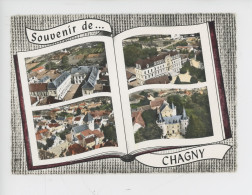 Souvenir De Chagny Multivues Livre Ouvert Place Mairie Pensionnat Sainte-Marie église Hostellerie Bellecroix N°115 Lapie - Chagny