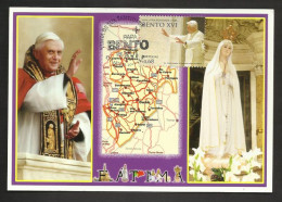 Portugal Souvenir Visite Benoit XVI 2010 Cachet Premier Jour Fatima Pope Benedict XVI 2010 Visit Souvenir Postcard - Papas