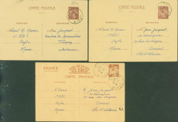 Maroc Entier Iris Sans Valeur Vendu 0,90 + 2 CP Entier Iris 80c CAD Oujda 1941 1er Régiment étranger Colonial - Brieven En Documenten