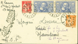 Lettre Par Avion Pour Mauritanie Réexpédition Le Havre YT Paix N°283 286 319 X2 Jean Jaurès CAD Brest 28 5 37 - 1927-1959 Cartas & Documentos