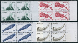 NORWAY 1978 Musical Instruments Blocks Of 4 MNH / **.  Michel 787-89 - Unused Stamps