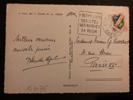 CP VALLEE DE LA CREUSE TP ALGER 0,15 OBL. DAGUIN 11-9 1961 FRESSELINES CREUSE (23) SES SITES SES RIVIERES SA PECHE - Mechanical Postmarks (Other)