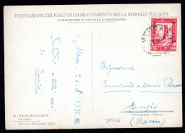 SOMALIA ITALIANA, CARTOLINA 1935, SASS. 217, MERCA X ANZIO, ROMA - NON COMUNE - Somalie
