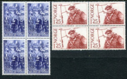 NORWAY 1978 King's 75th Birthday Blocks Of 4 MNH / **.  Michel 773-74 - Unused Stamps