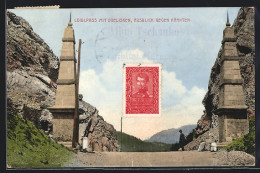 AK Ferlach Loiblpass, Mann Am Obelisk, Ausblick Gegen Kärnten  - Sonstige & Ohne Zuordnung