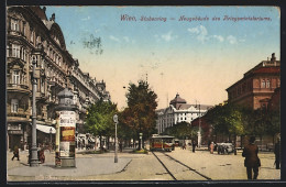 AK Wien, Stubenring, Neugebäude Des Kriegsministeriums, Strassenbahn, Litfasssäule  - Autres & Non Classés