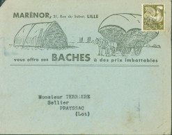 Enveloppe Publicitaire Illustrée Marénor Lille Bâches Agriculture YT Préoblitéré N°107 - 1921-1960: Moderne