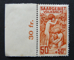 Allemagne - Saargebiet Mi. 106 - Sarre Yv. 105 Neuf * - Enfants - Jeunesse - Ongebruikt