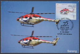 Inde India 2007 Maximum Max Card Indian Air Force, Dhruv Light Helicopter, AIrcraft, Military, Airforce, MIltaria - Briefe U. Dokumente