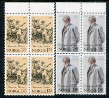 NORWAY 1978 Ibsen Birth Anniversary Blocks Of 4 MNH / **.  Michel 764-65 - Unused Stamps