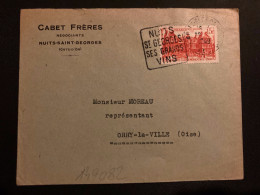 LETTRE CABET FRERES NEGOCIANTS TP PALAIS DU LUXEMBOURG 15F OBL. DAGUIN 22-? 1949 NUITS ST GEORGES COTE D'OR (21) SES GRA - Mechanical Postmarks (Other)