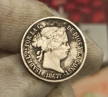 España Spain Isabel II - 40 Céntimos De Escudo 1867 Madrid Km 628.2 Plata - Otros & Sin Clasificación