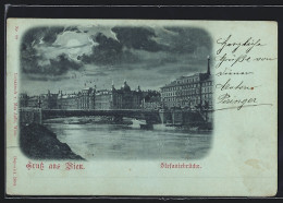 Mondschein-AK Wien, Stefaniebrücke Mit Panoramablick  - Otros & Sin Clasificación