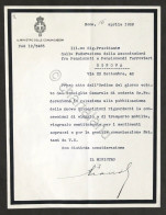 Lettera Con Autografo Del Ministro Costanzo Ciano - 1926 - Otros & Sin Clasificación