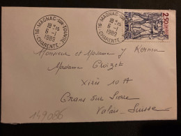 LETTRE Pour La SUISSE TP YT 2543 TROUPES ALPINES 2,50 OBL.6-1 1989 16 MAGNAC SUR TOUVRE CHARENTE - Storia Postale