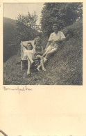 Social History Souvenir Photo Postcard Family In Nature Lawnchair Sunbathing - Photographs