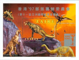ZAIRE 1997 - Bloc  Animaux Préhistoriques De 1996 Surchargé Hong Kong'97 - Unused Stamps