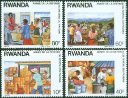 RWANDA 1988 - Année  De La Défense Du Revenu Paysan -  4 V. - Neufs