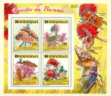 BURUNDI 2014 -  Insectes Et Fleurs - Bloc Collectif - Unused Stamps