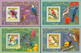Burundi 2014 - Les Oiseaux Du Burundi - Oiseaux Chanteurs - 4 Blocs De Luxe - Unused Stamps