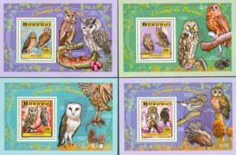 Burundi 2014 - Les Oiseaux Du Burundi - Chouettes Et Hiboux - 4 Blocs De Luxe - Unused Stamps