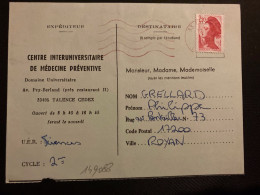 CP MEDECINE PREVENTIVE TP LIBERTE 2,20 OBL.MEC. ROUGE 20-12 1986 33 TALENCE GIRONDE - 1982-1990 Libertà Di Gandon