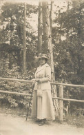 Social History Souvenir Photo Postcard Lady Dress Hat Forest 1918 - Photographs