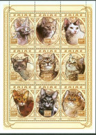 ZAIRE 1997 - Chats De Races - 9 Timbres émis En Feuillet - Gatos Domésticos