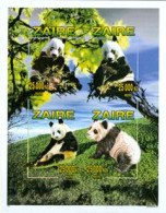 ZAIRE 1996 - Pandas -  4 Timbes En Bloc Non Dentelé - Orsi