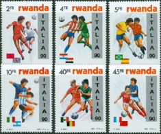 RWANDA 1990 - Football Avec Surcharge Argent Italia 1990 - 6 V. - 1990 – Italy