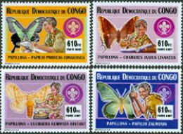CONGO KINSHASA 2007 -  Scouts Et Papillons - 4 V. - Unused Stamps