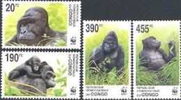 CONGO KINSHASA 2002 - W.W.F. Le Gorille Bonobo - 4 V. - Mono