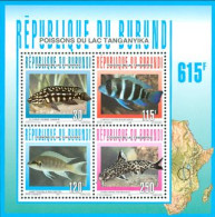BURUNDI 1996 - Poissons Du Lac Tanganyika - Bloc - Fische