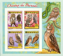 Burundi 2014 - Les Oiseaux Du Burundi - Chouettes Et Hiboux - Bloc Collectif Non Perforé - Eulenvögel