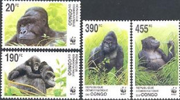 CONGO KINSHASA 2002 - W.W.F. Le Gorille Bonobo - 4 V. - Mint/hinged
