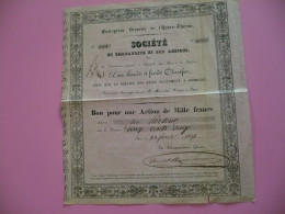 ANCIENNE ACTION DE 1000 Francs 1836  ENTREPRISE  BREVETEE DE L'HYDRO TERME - Andere & Zonder Classificatie