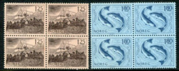 NORWAY 1977 Fishing Blocks Of 4 MNH / **.  Michel 751-52 - Unused Stamps