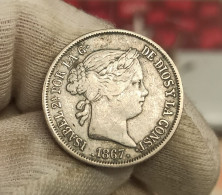 España Spain Isabel II - 40 Céntimos De Escudo 1867 Madrid Km 628.2 Plata - Otros & Sin Clasificación