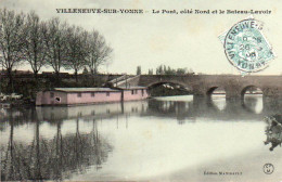 4V4Sb   89 Villeneuve Sur Yonne Pont Cotê Nord Et Bateau Lavoir Glaçée - Villeneuve-sur-Yonne