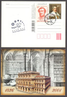 LIBRARY Széchenyi 1991 Hungary 175 Anniv Library MTA Academy Of Sciences 2001 STATIONERY POSTCARD FDC Teleki József - Enteros Postales