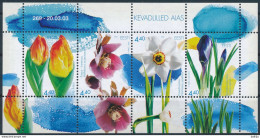 Mi Block 19 MNH ** / Spring Flowers, Tulip, Hellebore, Daffodil, Crocus - Estonia