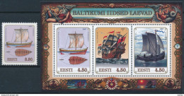 Mi 302 & Block 10 MNH ** / Ships Of The Baltic Sea, Joint Issue - Estonia